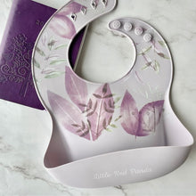 Load image into Gallery viewer, Silicone Baby Bib - Lilac Fields - Little Red Panda
